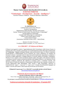 Master Universitario Interfacoltà di II Livello in SCIENZE FORENSI