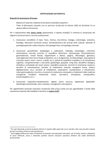 CERTIFICAZIONE NATUROPATA Requisiti di ammissione all