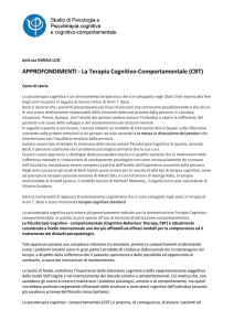 APPROFONDIMENTI - La Terapia Cognitivo