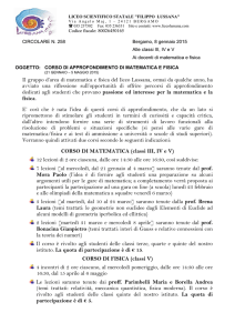 Il gruppo d`area di matematica e fisica del liceo Lussana, ormai da