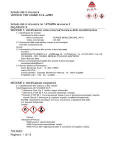 Scheda dati di sicurezza VERNICE PER LEGNO BRILLANTE