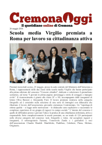 Scuola media Virgilio premiata a Roma per lavoro su cittadinanza