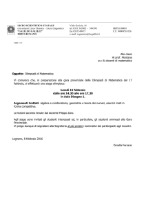 Alle classi Al prof. Montana p.c Ai docenti di matematica Oggetto