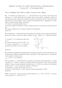 Verifica di fisica sul primo principio della
