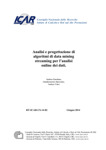 Analisi e progettazione di algoritmi di data mining streaming per l