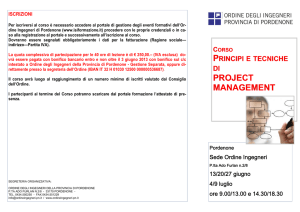 project management - Ordine degli Ingegneri di Pordenone