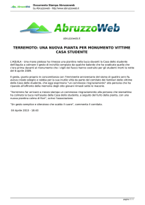 terremoto: una nuova pianta per monumento vittime casa studente