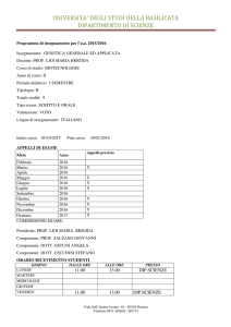 genetica applicata - Dipartimento di Scienze (UNIBAS)