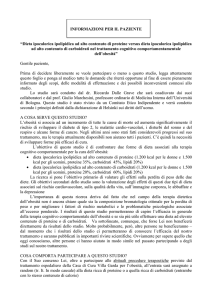 INFORMAZIONI PER IL PAZIENTE “Dieta ipocalorica ipolipidica ad
