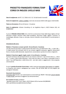 PROGETTO FINANZIATO FORMA.TEMP CORSO DI INGLESE
