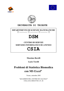Problemi di Statistica Biomedica con MS Excel