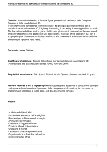 Corso per tecnico del software per la modellazione ed animazione 3D