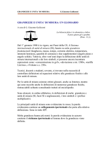 GRANDEZZE E UNITA` DI MISURA