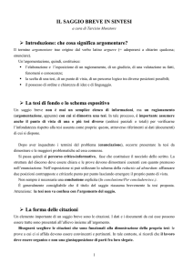 IL SAGGIO BREVE IN SINTESI Introduzione: che cosa significa