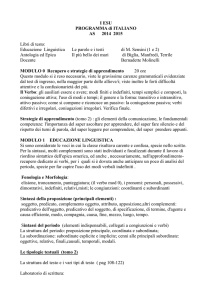 I ESU PROGRAMMA di ITALIANO AS 2014 2015 Libri di testo