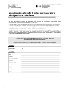 Questionario sullo stato di salute per l`assunzione alle dipendenze