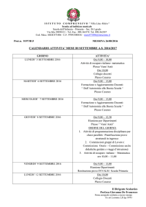calendario attivita` mese di settembre as 2016/2017
