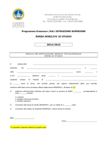 Programma Erasmus+/KA1 ISTRUZIONE SUPERIORE BORSA