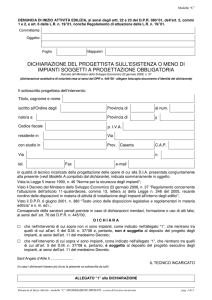 dichiarazione del progettista sull`esistenza o meno di impianti