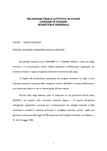 RELAZIONE FINALE ATTIVITA` DI STAGE COMUNE DI FASANO