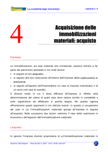 Acquisizione delle immobilizzazioni materiali: acquisto