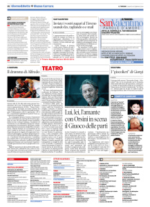 Il Tirreno Massa-Carrara - Lui, lei, l`amante con Orsini in scena Il