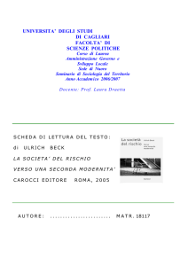 La società del rischio - Facoltà di Scienze Politiche