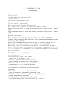 CURRICULUM VITAE Kurt Lechner Dati personali