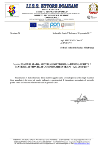 MATERIE AFFIDATE AI COMMISSARI ESTERNI