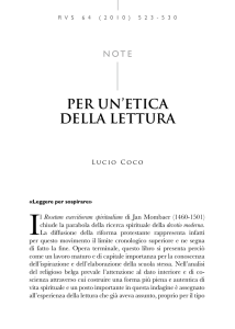 per un`etiCa della lettura