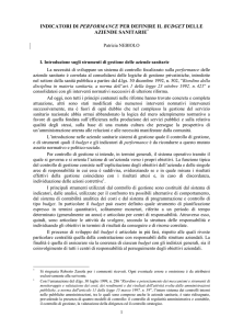 indicatori di performance per definire il budget delle aziende sanitarie