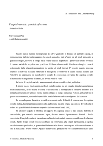 Il capitale sociale: spunti di riflessione