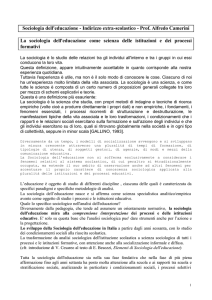 Sociologia dell`educazione - Indirizzo extra-scolastico