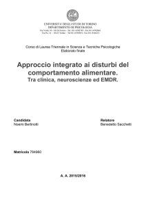 Approccio integrato ai disturbi del comportamento alimentare.