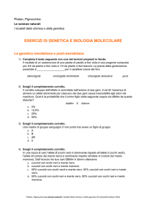 esercizi di genetica e biologia molecolare