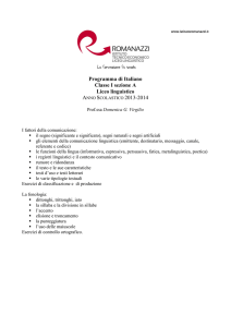 Programma di Italiano Classe I sezione A Liceo linguistico