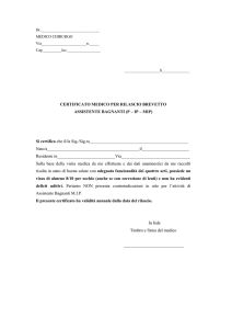 CERTIFICATO MEDICO PER RILASCIO BREVETTO ASSISTENTE