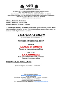 TEATRO I 4 MORI - 19 gennaio 9.30 ILIADE