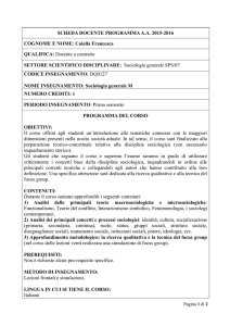 Sociologia generale M - Dipartimento di Scienze umane