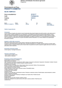 PRODOTTI COSMETICI Anno accademico 2016/17 CdS FARMACIA