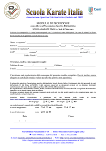 Modulo d`iscrizione ai corsi di karate