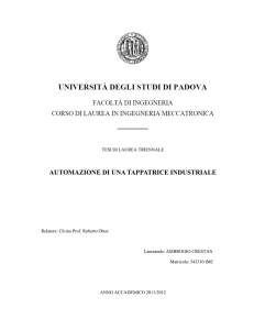 AUTOMAZIONE DI UNA TAPPATRICE INDUSTRIALE