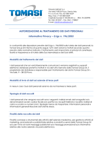 AUTORIZZAZIONE AL TRATTAMENTO DEI DATI PERSONALI