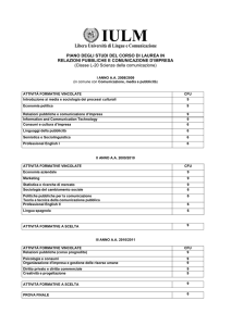 PIANO DEGLI STUDI DEL CORSO DI LAUREA IN RELAZIONI