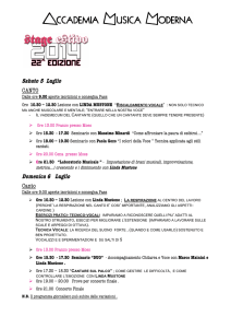 Sabato 5 Luglio Domenica 6 Luglio
