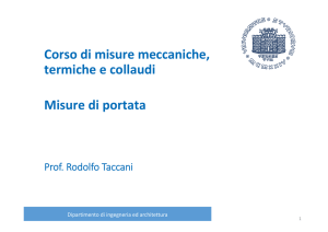 Corso di misure meccaniche, termiche e collaudi Misure di portata