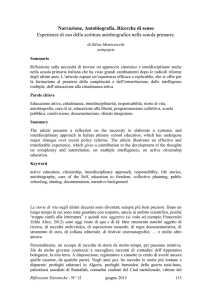 Narrazione, Autobiografia, Ricerche di senso Esperienze di