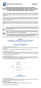 MGM motori elettrici SpA I32H0006 ADDITIONAL INSTRUCTIONS