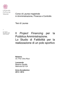 Il Project Financing per la Pubblica Amministrazione. Lo Studio di