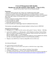 Corso di Controllo Statistico della Qualità (3 CFU)